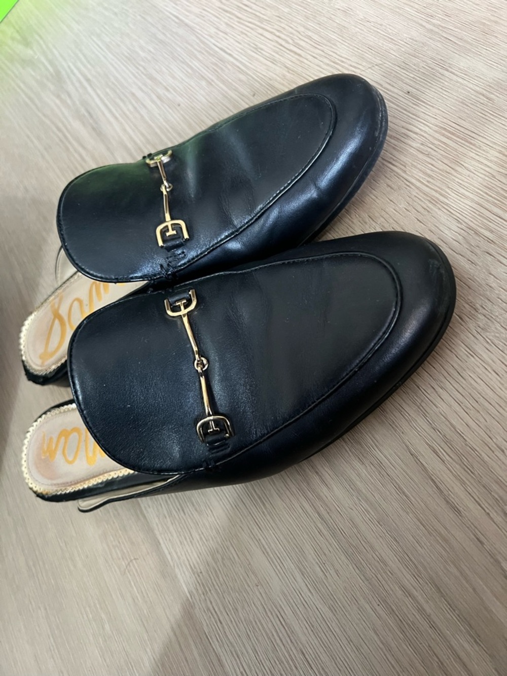Sam Edelman Black Leather Horsebit Mules - Picture 3 of 4